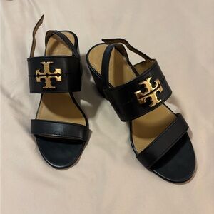 Tory Burch Black and Gold Sandals